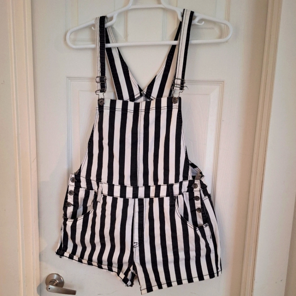 Blackheart Monochrome Striped Overalls